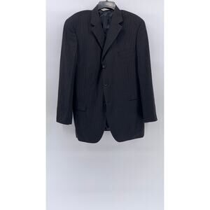 PAOLO GIARDINI Men's Black Pinstripe 3-Button Notch Collar Blazer SZ 40R